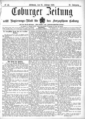 Coburger Zeitung Mittwoch 26. Februar 1890