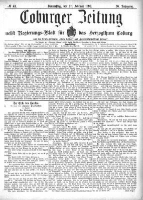 Coburger Zeitung Donnerstag 27. Februar 1890