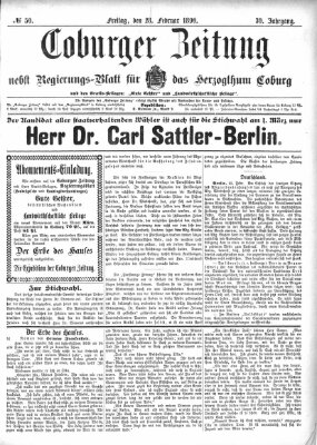 Coburger Zeitung Freitag 28. Februar 1890