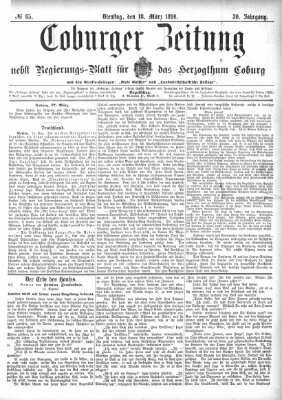 Coburger Zeitung Dienstag 18. März 1890