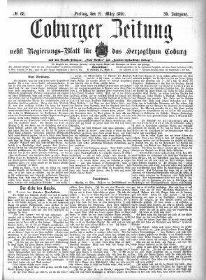 Coburger Zeitung Freitag 21. März 1890