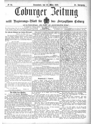 Coburger Zeitung Samstag 22. März 1890