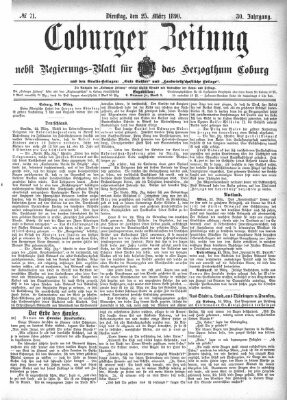 Coburger Zeitung Dienstag 25. März 1890