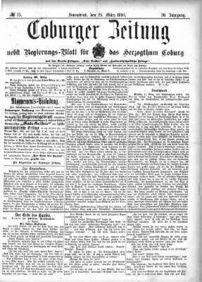 Coburger Zeitung Samstag 29. März 1890