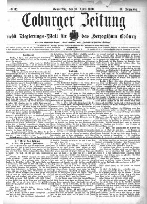 Coburger Zeitung Donnerstag 10. April 1890