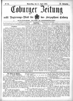 Coburger Zeitung Donnerstag 17. April 1890