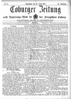 Coburger Zeitung Samstag 26. April 1890