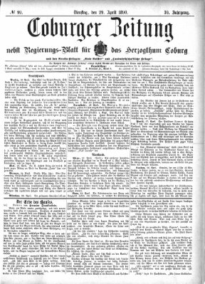 Coburger Zeitung Dienstag 29. April 1890