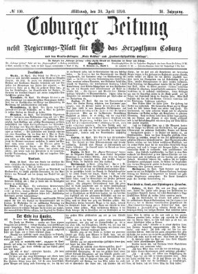 Coburger Zeitung Mittwoch 30. April 1890