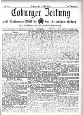 Coburger Zeitung Freitag 2. Mai 1890