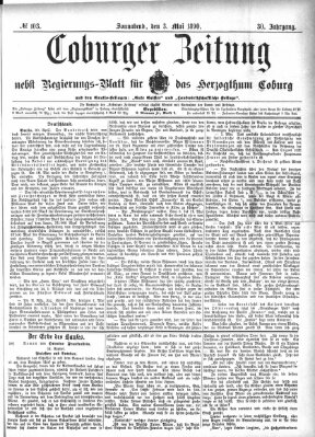 Coburger Zeitung Samstag 3. Mai 1890