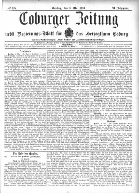 Coburger Zeitung Dienstag 6. Mai 1890