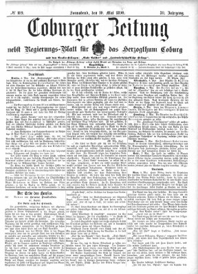 Coburger Zeitung Samstag 10. Mai 1890