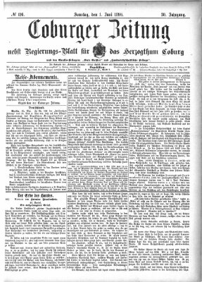 Coburger Zeitung Sonntag 1. Juni 1890