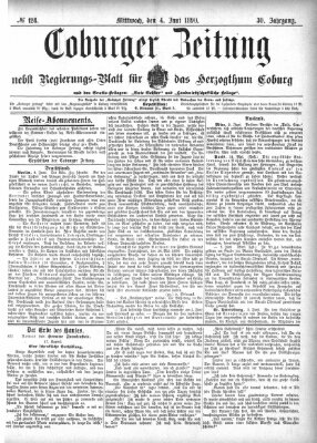 Coburger Zeitung Mittwoch 4. Juni 1890