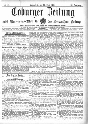 Coburger Zeitung Samstag 14. Juni 1890