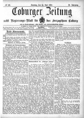 Coburger Zeitung Sonntag 15. Juni 1890