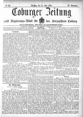 Coburger Zeitung Dienstag 17. Juni 1890