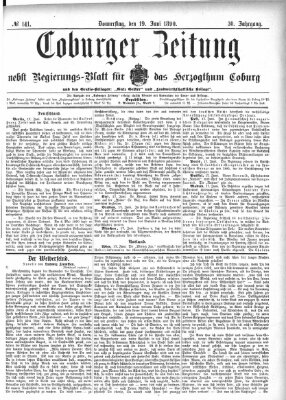 Coburger Zeitung Donnerstag 19. Juni 1890