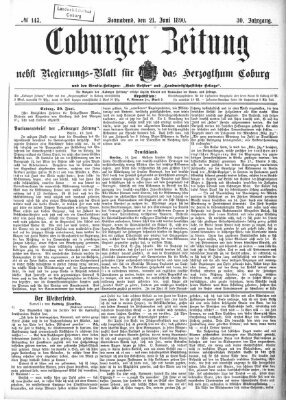 Coburger Zeitung Samstag 21. Juni 1890