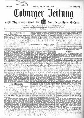 Coburger Zeitung Dienstag 24. Juni 1890