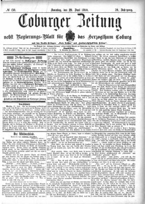 Coburger Zeitung Sonntag 29. Juni 1890