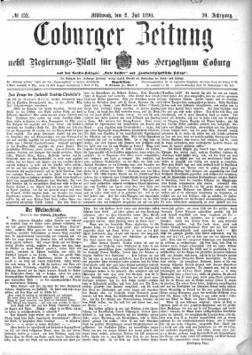 Coburger Zeitung Mittwoch 2. Juli 1890