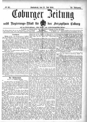 Coburger Zeitung Samstag 12. Juli 1890