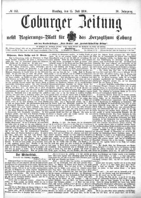 Coburger Zeitung Dienstag 15. Juli 1890