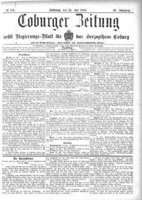 Coburger Zeitung Mittwoch 23. Juli 1890