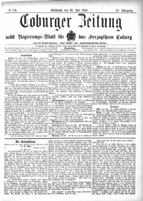 Coburger Zeitung Mittwoch 30. Juli 1890