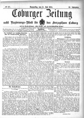 Coburger Zeitung Donnerstag 31. Juli 1890