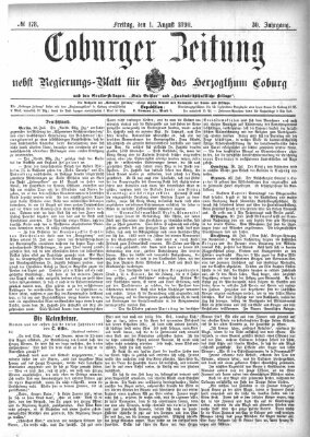 Coburger Zeitung Freitag 1. August 1890