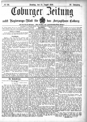 Coburger Zeitung Sonntag 10. August 1890