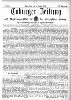 Coburger Zeitung Donnerstag 14. August 1890