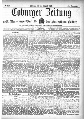 Coburger Zeitung Freitag 15. August 1890