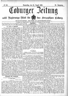 Coburger Zeitung Donnerstag 21. August 1890