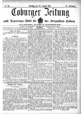 Coburger Zeitung Dienstag 26. August 1890