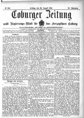 Coburger Zeitung Freitag 29. August 1890