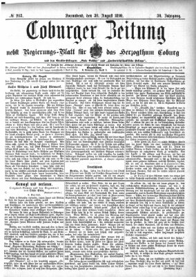 Coburger Zeitung Samstag 30. August 1890