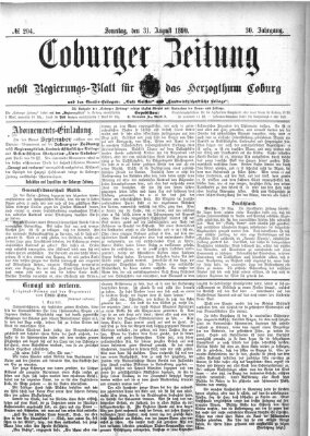 Coburger Zeitung Sonntag 31. August 1890