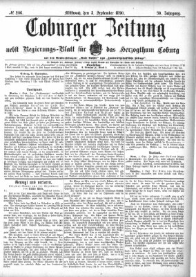 Coburger Zeitung Mittwoch 3. September 1890