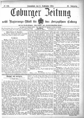 Coburger Zeitung Samstag 6. September 1890