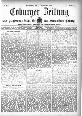 Coburger Zeitung Donnerstag 11. September 1890