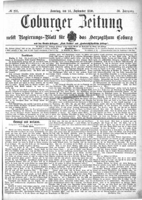 Coburger Zeitung Sonntag 14. September 1890