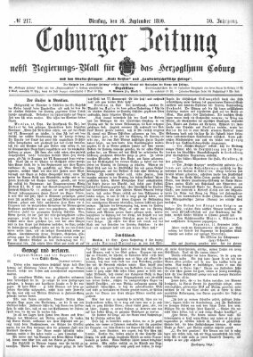 Coburger Zeitung Dienstag 16. September 1890