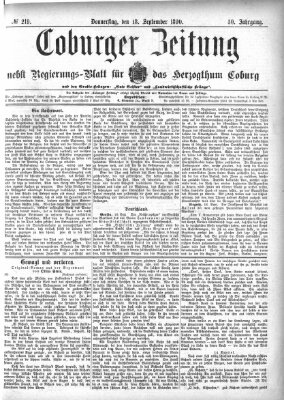 Coburger Zeitung Donnerstag 18. September 1890