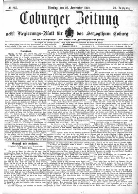 Coburger Zeitung Dienstag 23. September 1890