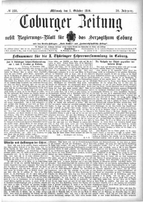 Coburger Zeitung Mittwoch 1. Oktober 1890