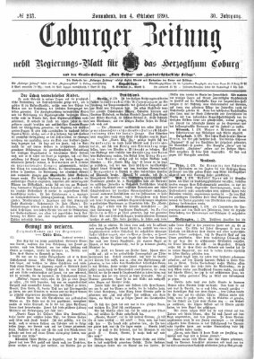 Coburger Zeitung Samstag 4. Oktober 1890